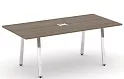 Стол переговорный на металлокаркасе на А-образных хромированных опорах (с лючком)