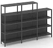 Трехсекционный стеллаж четырех/трехярусный