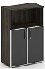 Офисный шкаф средний широкий (чёрное стекло)