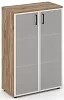 Офисный шкаф средний широкий (2 низких фасада стекло сатин в раме, задняя стенка ЛДСП