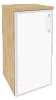 Офисный шкаф низкий узкий белое стекло в раме (лев/прав) 